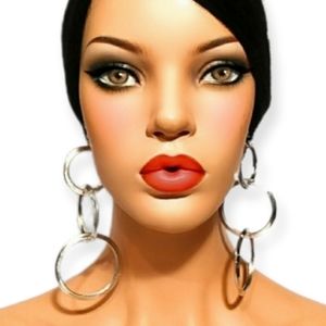 3 Hoop Silver Tone Earrings